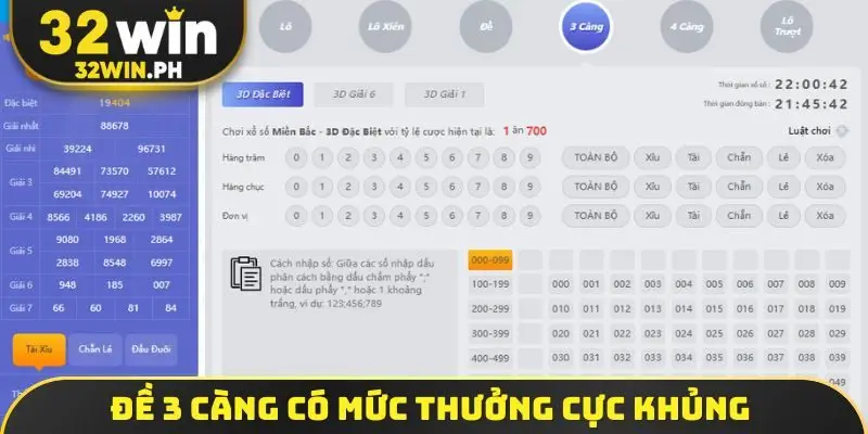 Đề 3 càng có mức thưởng cực khủng 